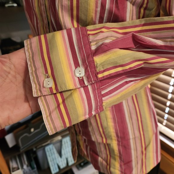 Striped Button Down with Floral Under-cuffs by Christopher & Banks - Picture 5 of 6